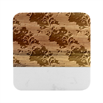 Roses Seamless Pattern Floral Marble Wood Coaster (Square)