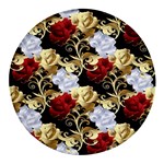 Roses Seamless Pattern Floral Round Glass Fridge Magnet (4 pack)