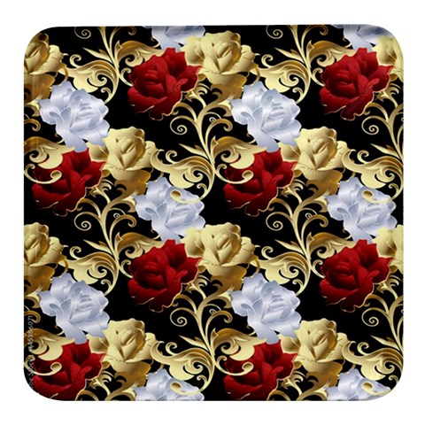 Roses Seamless Pattern Floral Square Glass Fridge Magnet (4 pack) from ArtsNow.com Front