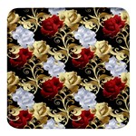 Roses Seamless Pattern Floral Square Glass Fridge Magnet (4 pack)