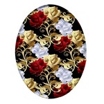 Roses Seamless Pattern Floral Oval Glass Fridge Magnet (4 pack)