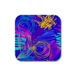 Seamless Vintage Pattern Retro 80s Or 90s Style Abstract Rubber Square Coaster (4 pack)