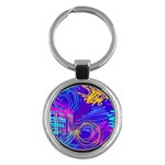 Seamless Vintage Pattern Retro 80s Or 90s Style Abstract Key Chain (Round)