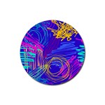 Seamless Vintage Pattern Retro 80s Or 90s Style Abstract Rubber Coaster (Round)