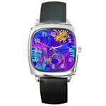 Seamless Vintage Pattern Retro 80s Or 90s Style Abstract Square Metal Watch