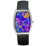 Seamless Vintage Pattern Retro 80s Or 90s Style Abstract Barrel Style Metal Watch