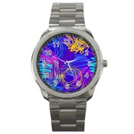 Seamless Vintage Pattern Retro 80s Or 90s Style Abstract Sport Metal Watch