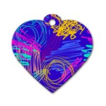 Seamless Vintage Pattern Retro 80s Or 90s Style Abstract Dog Tag Heart (One Side)