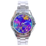 Seamless Vintage Pattern Retro 80s Or 90s Style Abstract Stainless Steel Analogue Watch