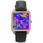 Seamless Vintage Pattern Retro 80s Or 90s Style Abstract Rose Gold Leather Watch 