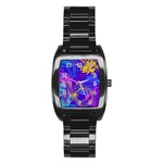 Seamless Vintage Pattern Retro 80s Or 90s Style Abstract Stainless Steel Barrel Watch