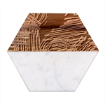 Seamless Vintage Pattern Retro 80s Or 90s Style Abstract Marble Wood Coaster (Hexagon) 