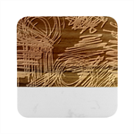 Seamless Vintage Pattern Retro 80s Or 90s Style Abstract Marble Wood Coaster (Square)