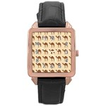 Camel Pattern Design Clothing Rose Gold Leather Watch 