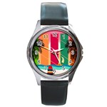 Digital Graphic Clip Art Beach Round Metal Watch