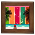 Digital Graphic Clip Art Beach Framed Tile