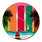 Digital Graphic Clip Art Beach Round Mousepad