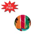 Digital Graphic Clip Art Beach 1  Mini Magnet (10 pack) 