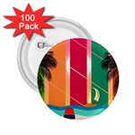 Digital Graphic Clip Art Beach 2.25  Buttons (100 pack) 