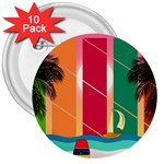 Digital Graphic Clip Art Beach 3  Buttons (10 pack) 