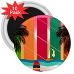 Digital Graphic Clip Art Beach 3  Magnets (10 pack) 