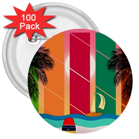 Digital Graphic Clip Art Beach 3  Buttons (100 pack)  from ArtsNow.com Front