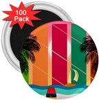 Digital Graphic Clip Art Beach 3  Magnets (100 pack)