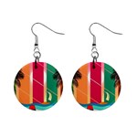 Digital Graphic Clip Art Beach Mini Button Earrings