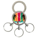 Digital Graphic Clip Art Beach 3-Ring Key Chain