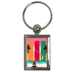 Digital Graphic Clip Art Beach Key Chain (Rectangle)