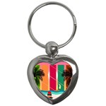 Digital Graphic Clip Art Beach Key Chain (Heart)