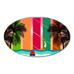 Digital Graphic Clip Art Beach Oval Magnet