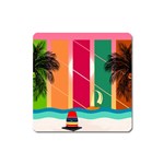 Digital Graphic Clip Art Beach Square Magnet