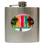 Digital Graphic Clip Art Beach Hip Flask (6 oz)