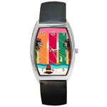 Digital Graphic Clip Art Beach Barrel Style Metal Watch