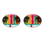 Digital Graphic Clip Art Beach Cufflinks (Oval)