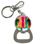 Digital Graphic Clip Art Beach Bottle Opener Key Chain