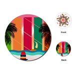 Digital Graphic Clip Art Beach Playing Cards Single Design (Round)