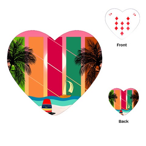 Digital Graphic Clip Art Beach Playing Cards Single Design (Heart) from ArtsNow.com Front