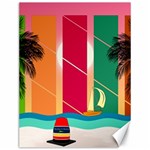 Digital Graphic Clip Art Beach Canvas 12  x 16 