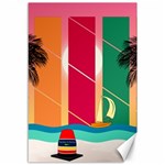 Digital Graphic Clip Art Beach Canvas 12  x 18 