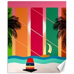 Digital Graphic Clip Art Beach Canvas 16  x 20 