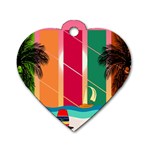 Digital Graphic Clip Art Beach Dog Tag Heart (One Side)