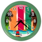 Digital Graphic Clip Art Beach Color Wall Clock