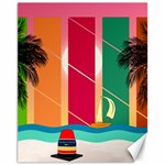 Digital Graphic Clip Art Beach Canvas 11  x 14 