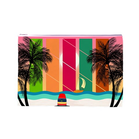 Digital Graphic Clip Art Beach Cosmetic Bag (Large) from ArtsNow.com Front