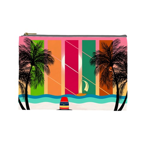 Digital Graphic Clip Art Beach Cosmetic Bag (Large) from ArtsNow.com Front