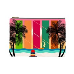 Digital Graphic Clip Art Beach Cosmetic Bag (Large) from ArtsNow.com Front