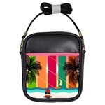 Digital Graphic Clip Art Beach Girls Sling Bag