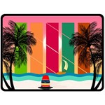 Digital Graphic Clip Art Beach Fleece Blanket (Large)